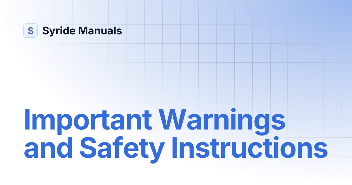 Important Warnings and Safety Instructions | Evo V1 English manual ...